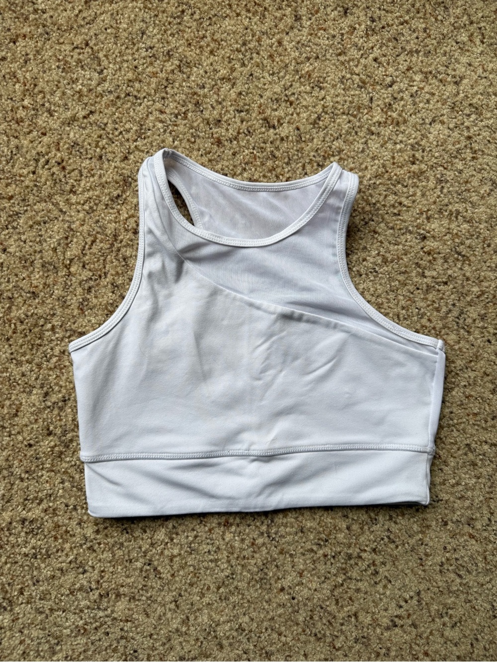 Girls' Honeycut White Racerback Mesh Sports Bra